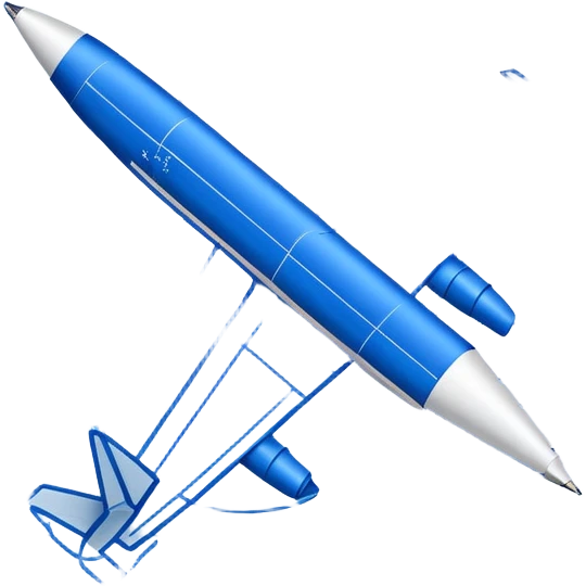 blue blueprint with one dashed line marking a start and a destination emoji