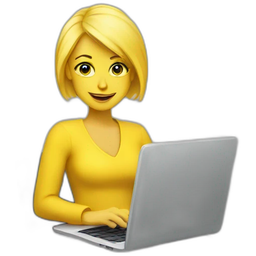 Yellow hair woman with a laptop emoji