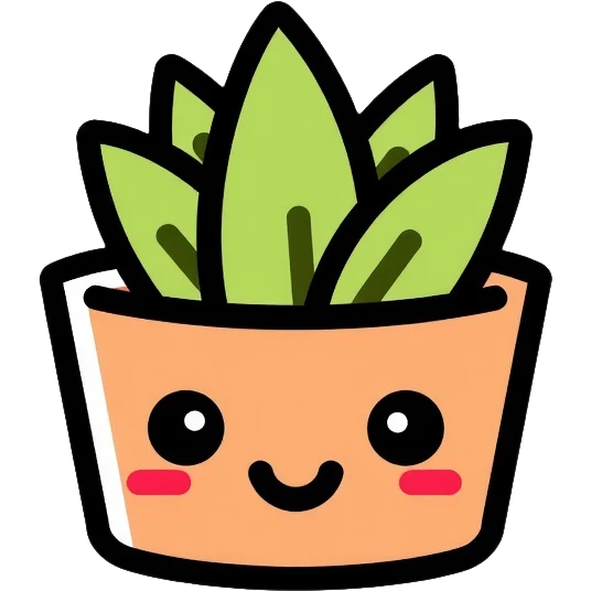 cute smiling plant in pot, logo design, simple and minimal emoji