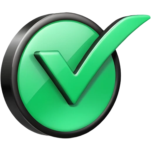 A sleek 3D icons set: a large green check mark integrated with the word "DONE" in bold black 3D text, modern corporate design, studio lighting, white background. emoji