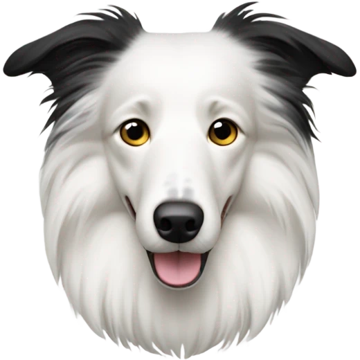 White collie with black spot over eye emoji