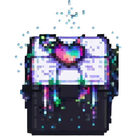 Minecraft style give box, pixel art, with sparkles emoji