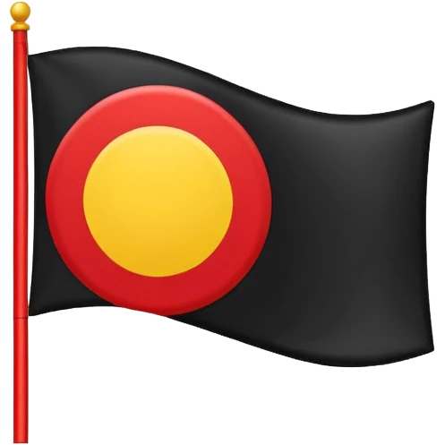 a rectangular flag with the top half solid black and the bottom half solid red with a medium-sized yellow circle in the middle overlapping both colours emoji