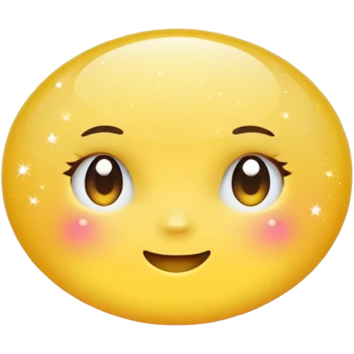 Generate a high-quality 3D cartoon-style emoji of yellow glitter, sparkling effect, smooth gradient colors, rounded and cute appearance, simple white background, high-resolution.
 emoji