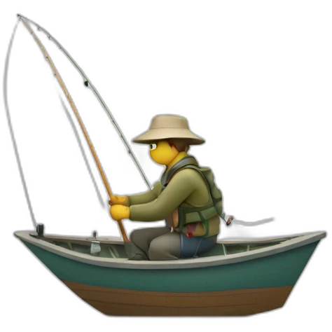 A fisherman fishing with a rod on a small boat emoji