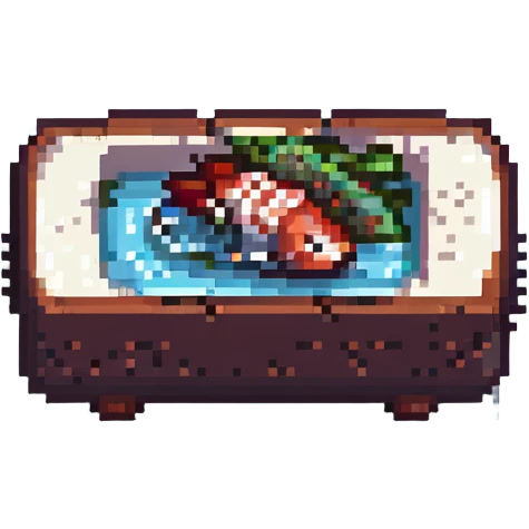 tuna sushi in pixel art style, retro video game look, small size emoji