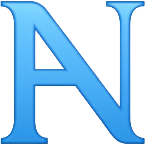 capital letter "N" printed in blue color square shape in center emoji