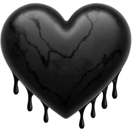 black ink blob heart emoji with ink streaks, isolated on white background, grunge emoji