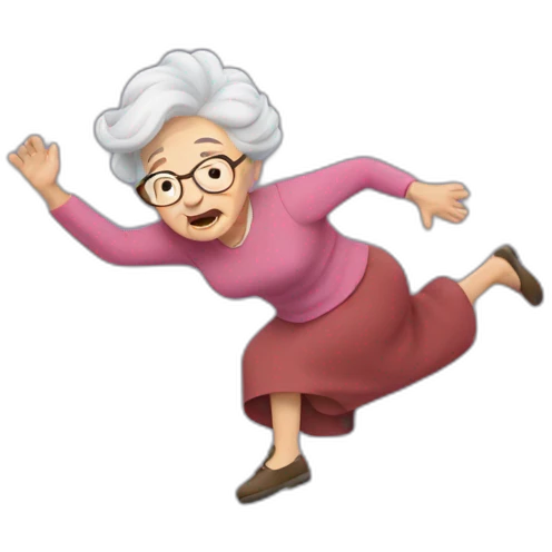 Granny falling  emoji