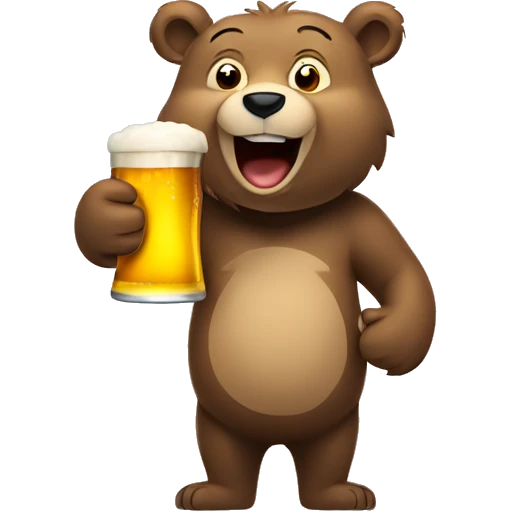 bear holding a beer and smiling emoji