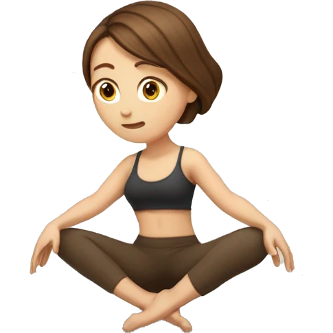 White girl brown hair in Malasana yoga emoji