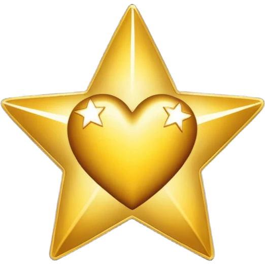 A star with a heart inside, golden and black emoji