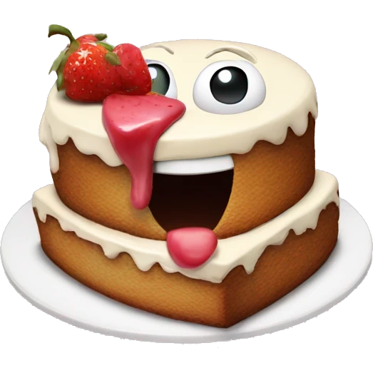 HapPY FACE EATING A POECE OF CAKE  emoji