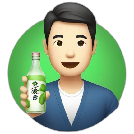 Asian dude drinking soju emoji
