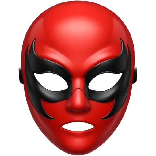 curved mask, poisonous, red and black emoji