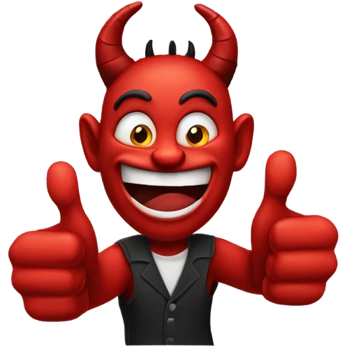 The devil gives a thumbs up emoji