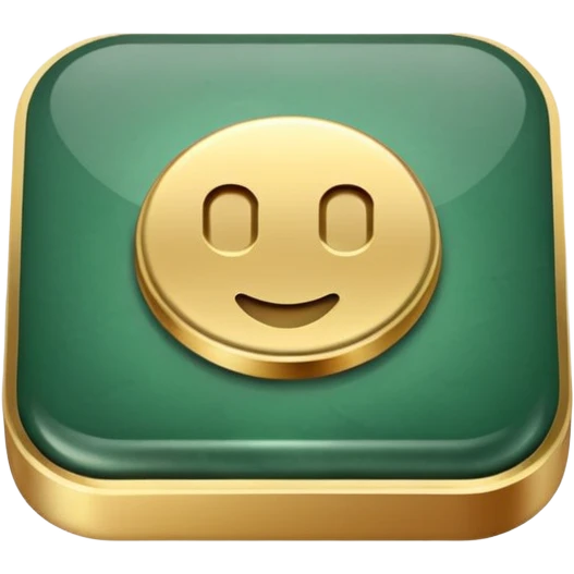 Jade and gold style rounded square icon button emoji