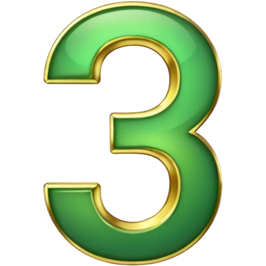number three in golden and green shadows emoji