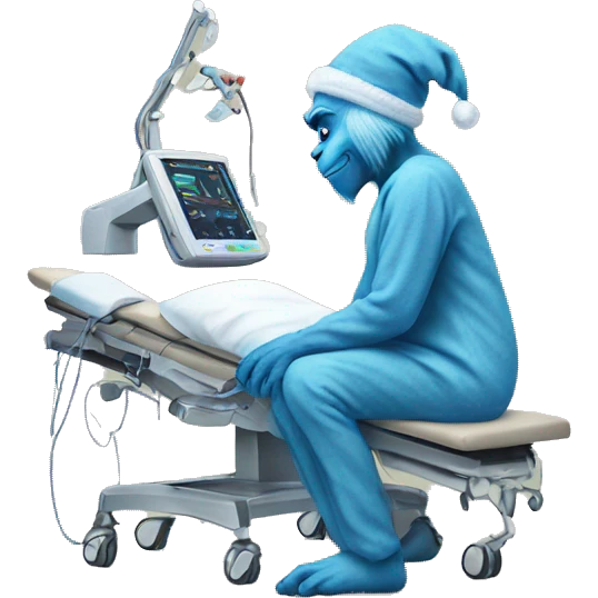 Blue grinch getting knee surgery emoji