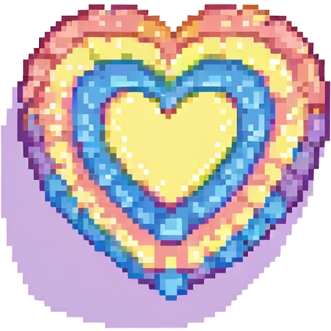 rainbow pride heart, pixel art style, pastel color palette, no text emoji