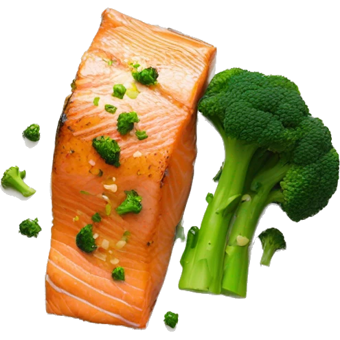 garlic butter salmon and broccoli  emoji