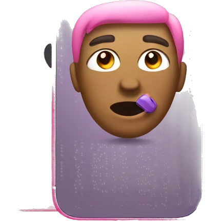 Iphone 12 with pink phone case emoji