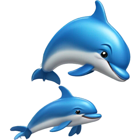blue dolphins jumping out of water with rainbows behind them  emoji