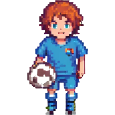 boy playing football, pixel art style emoji