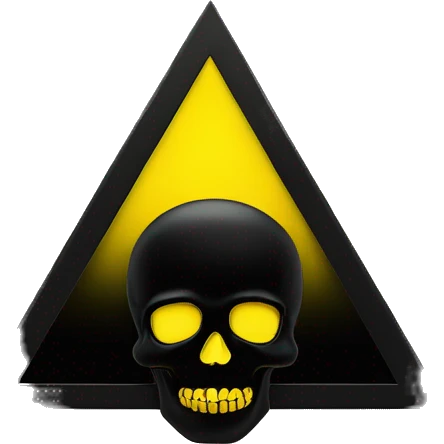 Black skull sign in the middle of a yellow triangle emoji
