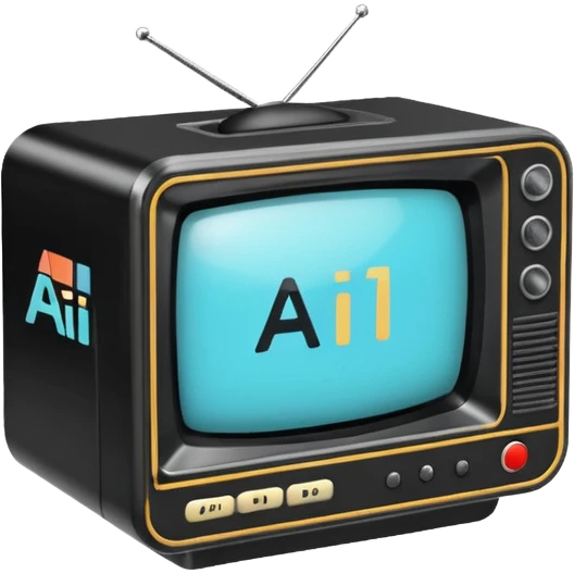 A 2d TV box that reads A.I. emoji