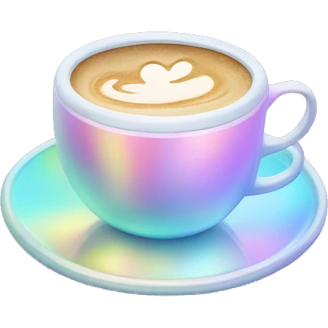 Pale pastel holographic coffee cup emoji