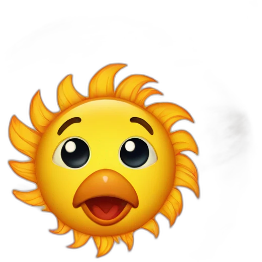 planet Sun with a cartoon chicken face with big beautiful eyes emoji