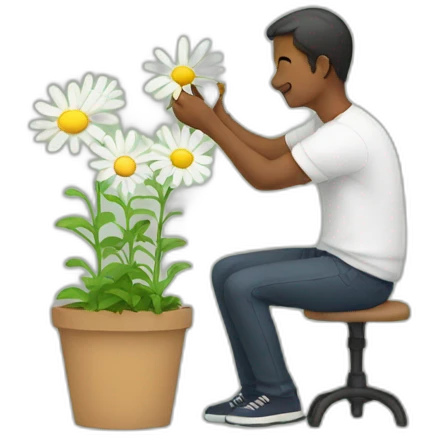 Man picking daisies emoji
