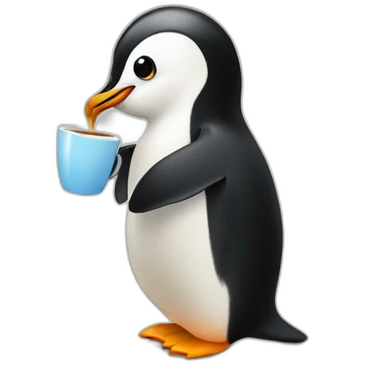 Penguin drinking coffee emoji