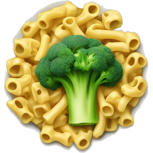 dish with macaroni and pieces of broccoli emoji