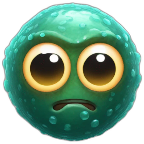 3d sphere with a cartoon Glow Squid skin texture with big courageous eyes emoji