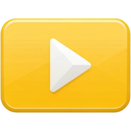 single yellow rectangular play button (video symbol), centered white play icon inside, flat vector style, clean minimal design, isolated on white background, no text, no watermark --ar 16:9 --v 6
 emoji