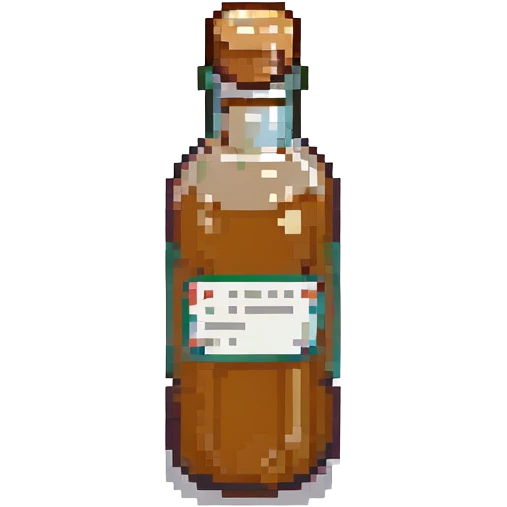 pixel art style, small bottle with label emoji