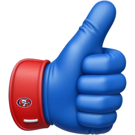  #1 glove nfl thumbs up   in blue (#00A3E0) and red (#F9423A)  emoji