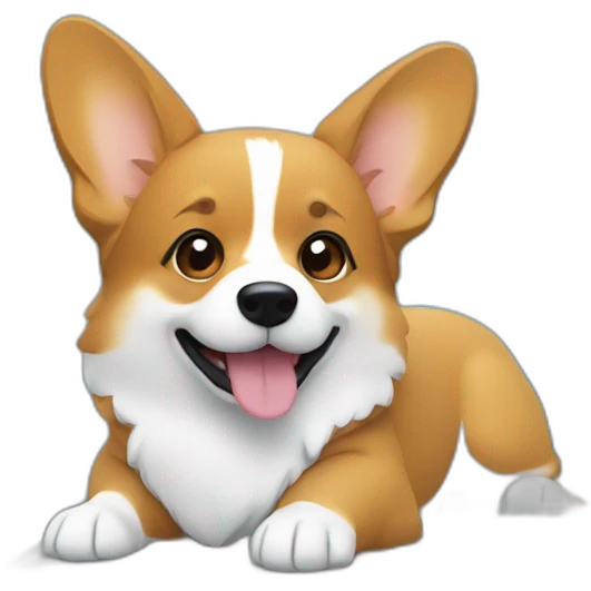 Corgi coding on a computer emoji