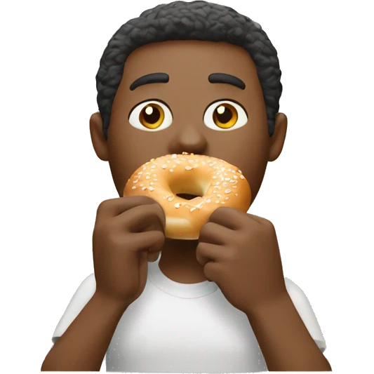 Man eating a bagel with cream cheese  emoji