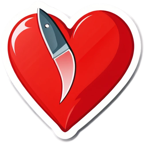 a broken heart with a knife stabbed in it emoji