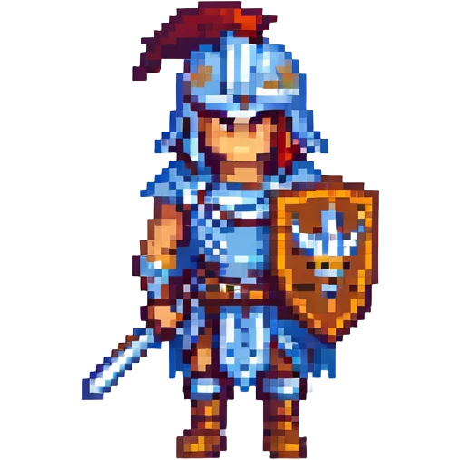 a gladiator, pixel art style, simple colors emoji