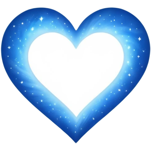 Small white blue heart radiating white light surrounded by a big blue cosmic galaxy heart emoji
