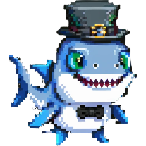 shark wearing a top hat and monocle emoji
