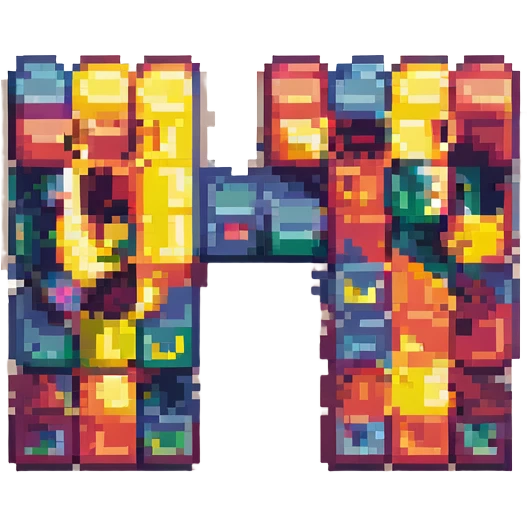 the word 'brud' in pixel art, each letter as a separate colorful block, classic arcade feel emoji
