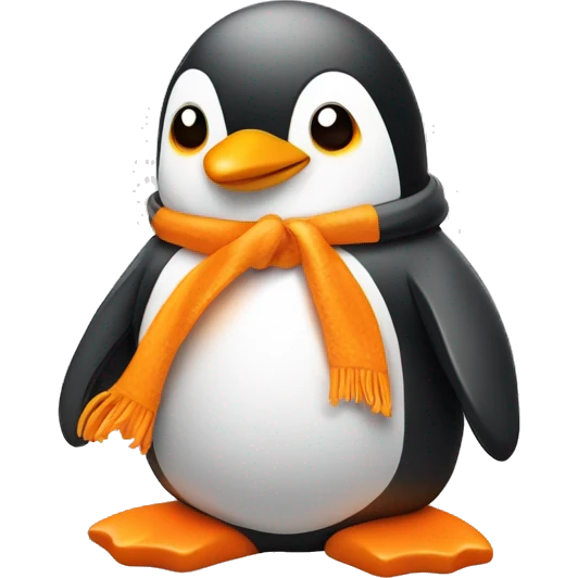 Petit penguin mignon stylized avec un sweat à capuche en dégrader jaune et orange  emoji