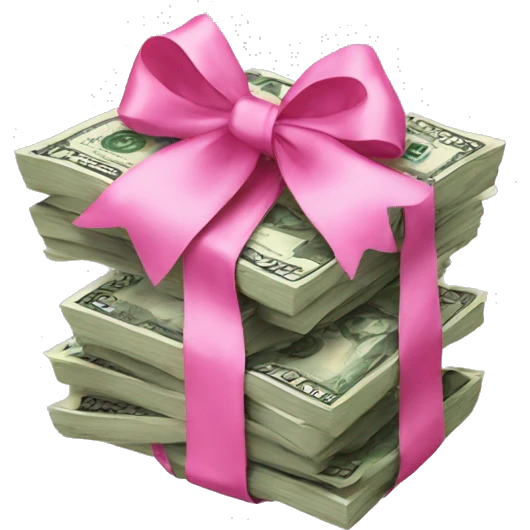 Money stack with pink bow emoji