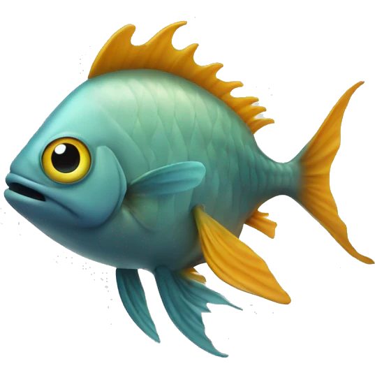 a computer headed fish emoji