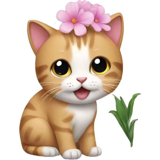 kitty with flower emoji